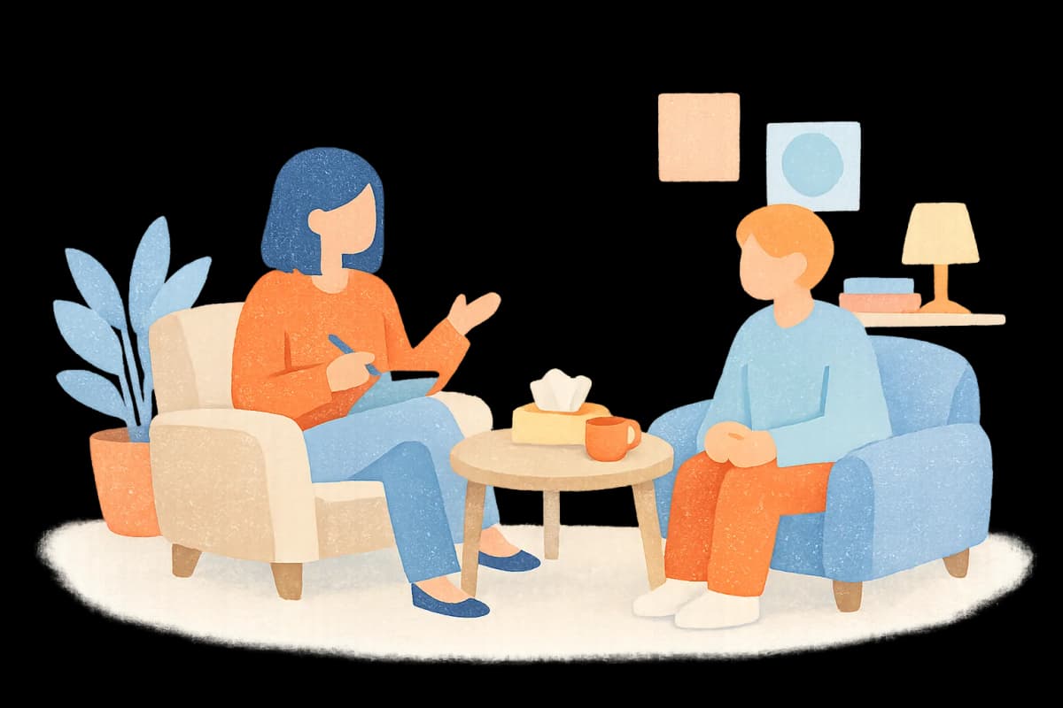 Two people sitting together in a comfortable session
